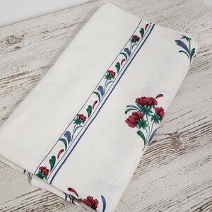Lenox Linens  White Woven Tablecloth with Floral Border  56 X 52